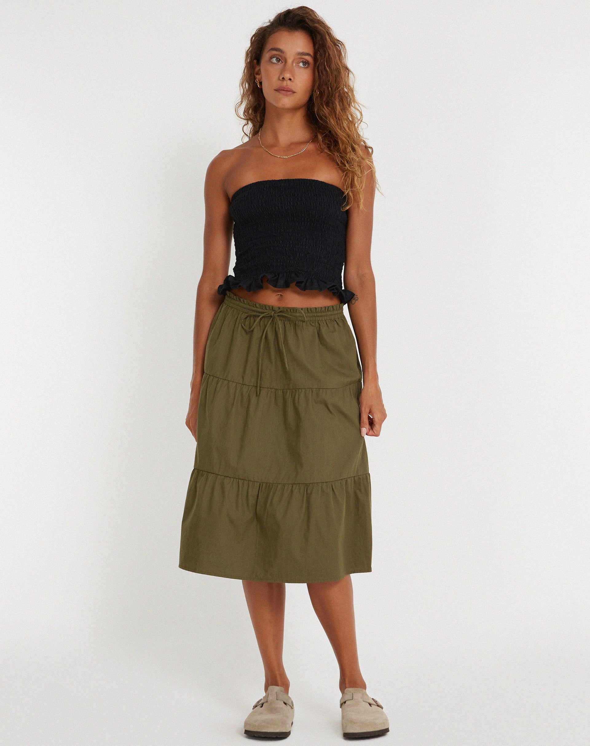 Reef Midi Skirt in Loden Green - Awmao