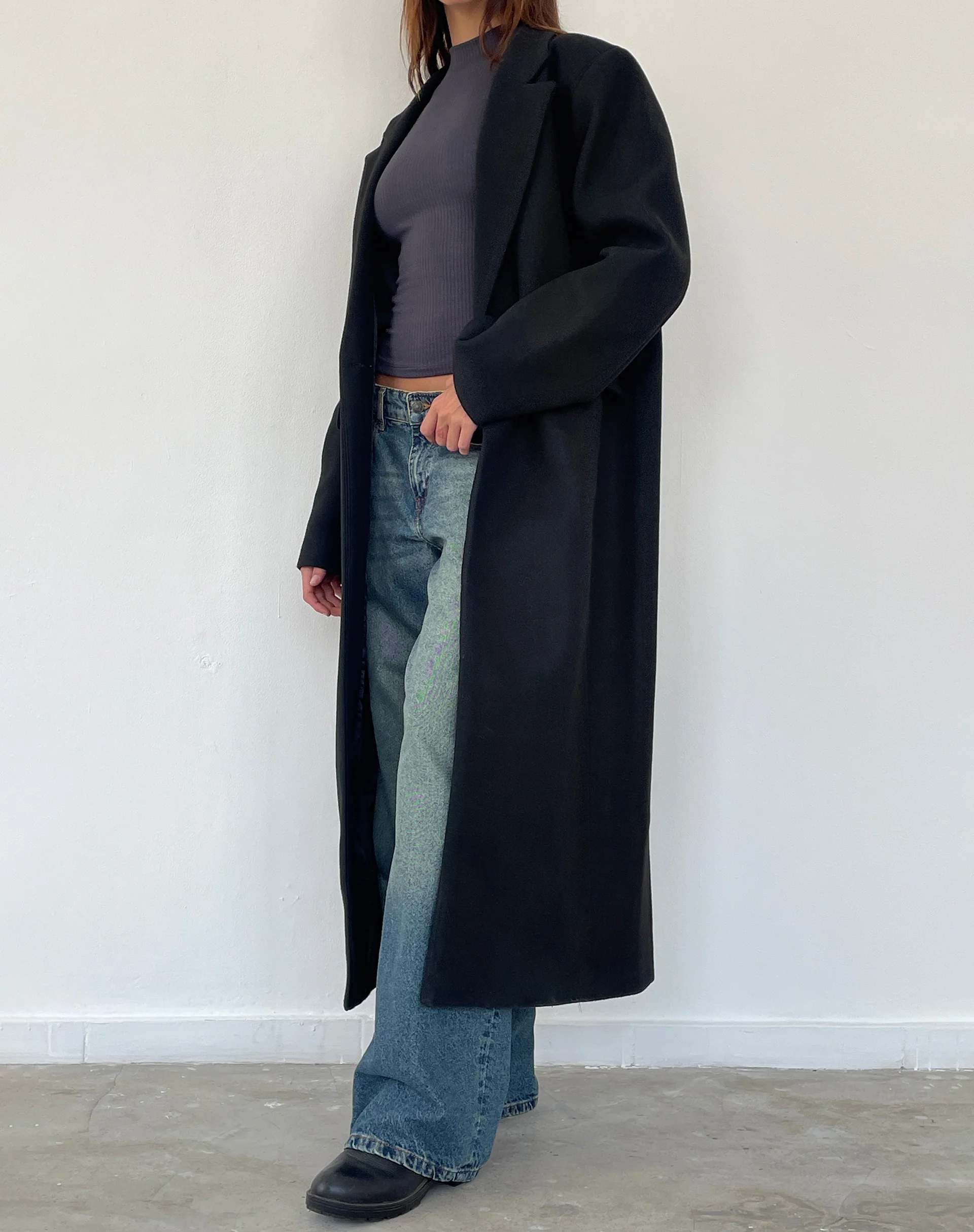 Melani Longline Coat in Black - Awmao