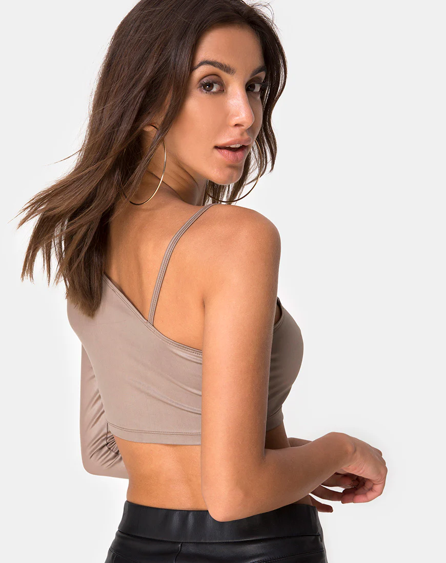 Rhi Top in Cocoa Spandex - Awmao