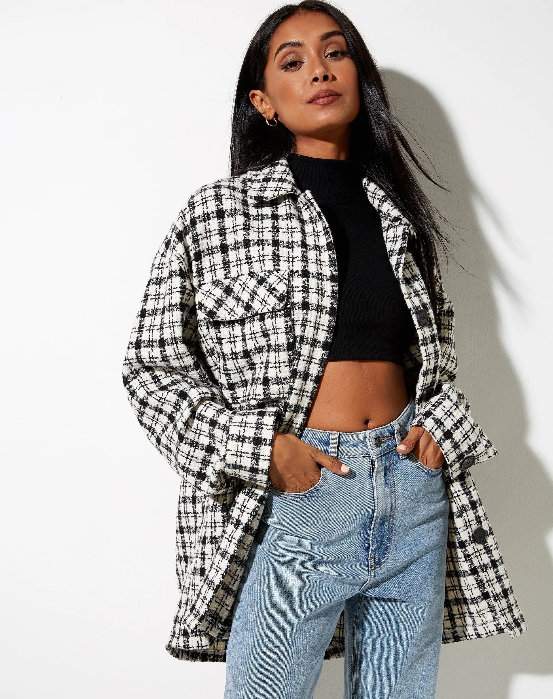 Marcella Shirt in Black and White Check - Awmao