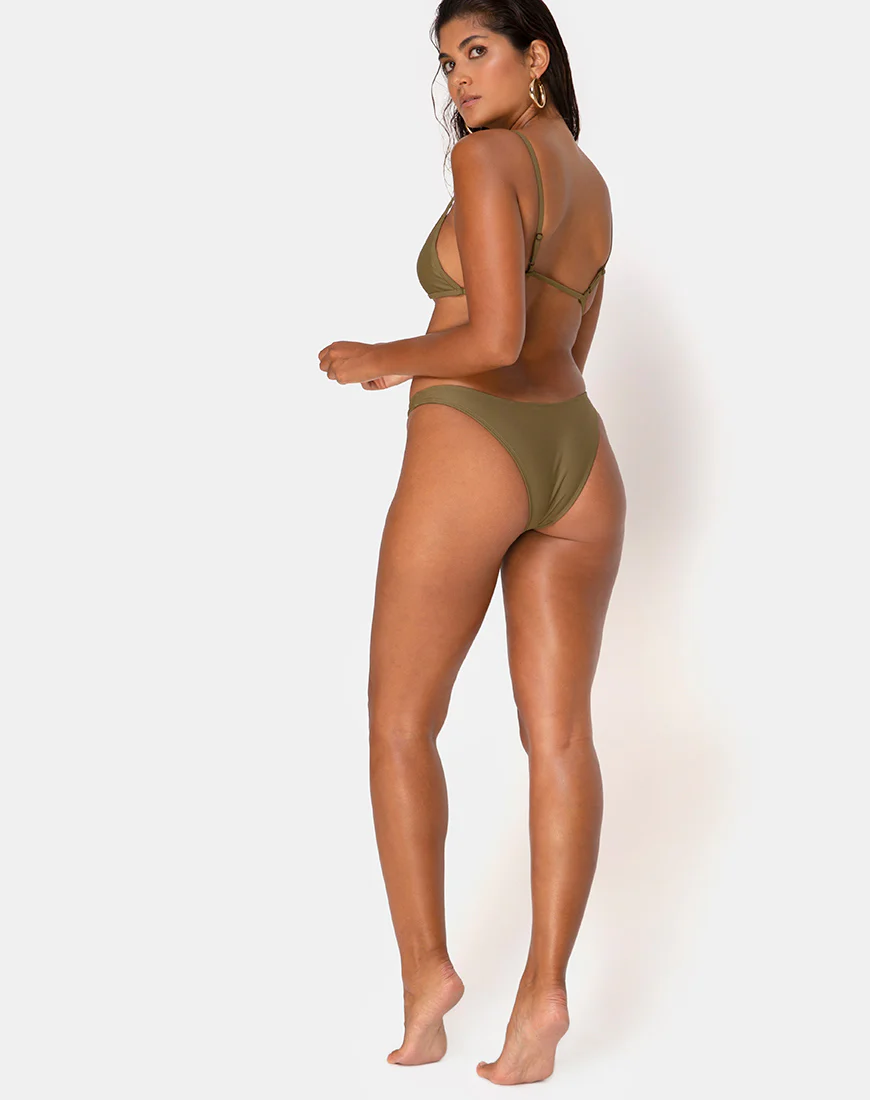 Valda Bikini Bottom in Matte Khaki - Awmao