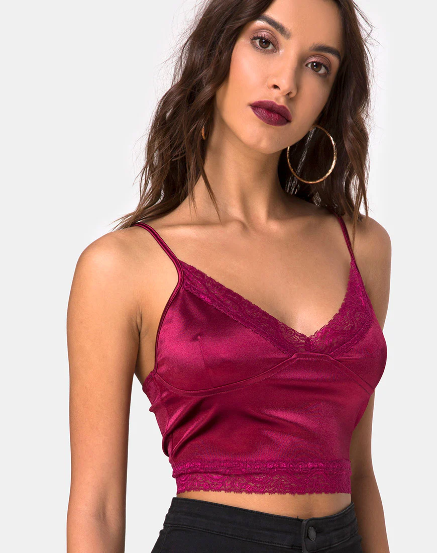 Dyrana Top in Burgundy with Burgundy Lace - Awmao