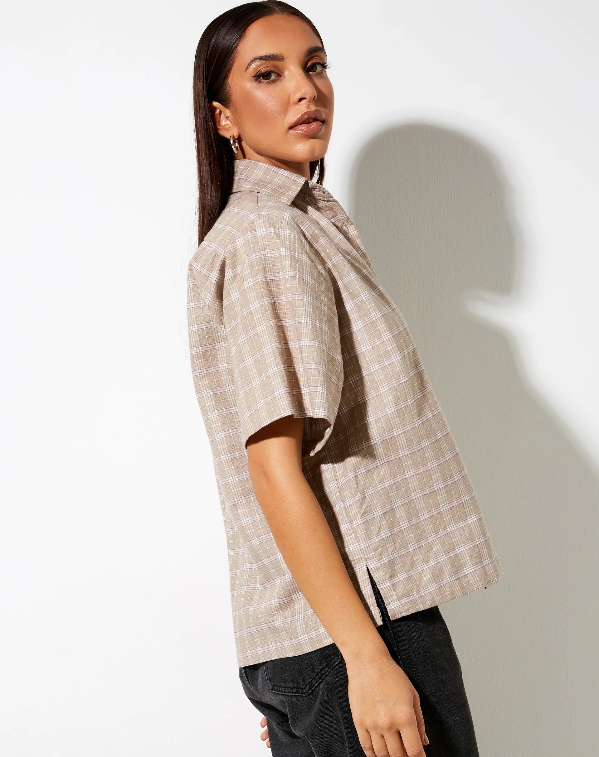 Pride Shirt in Taupe Check - Awmao
