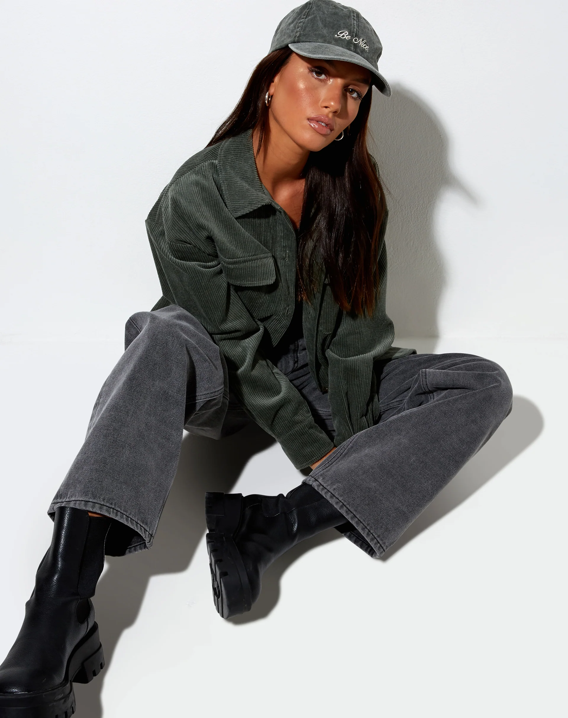 Vintage Hat in Forest Green with 'Be Nice' Embro - Awmao
