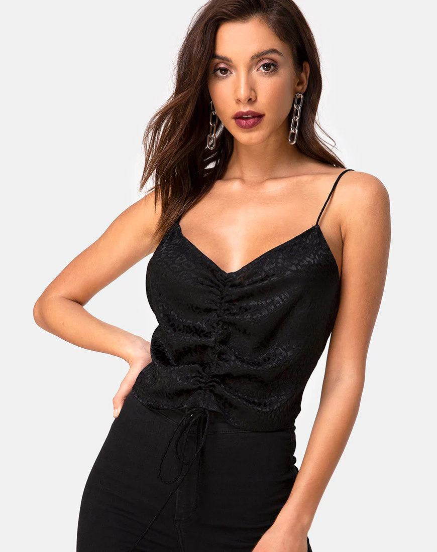 Praha Top in Satin Cheetah Black - Awmao