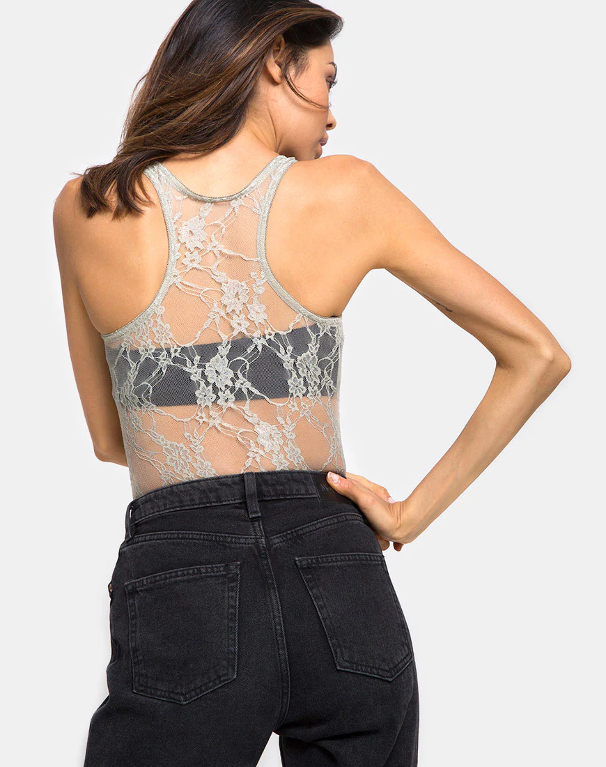 Picot Bodice in Daisy Lace Pistachio - Awmao