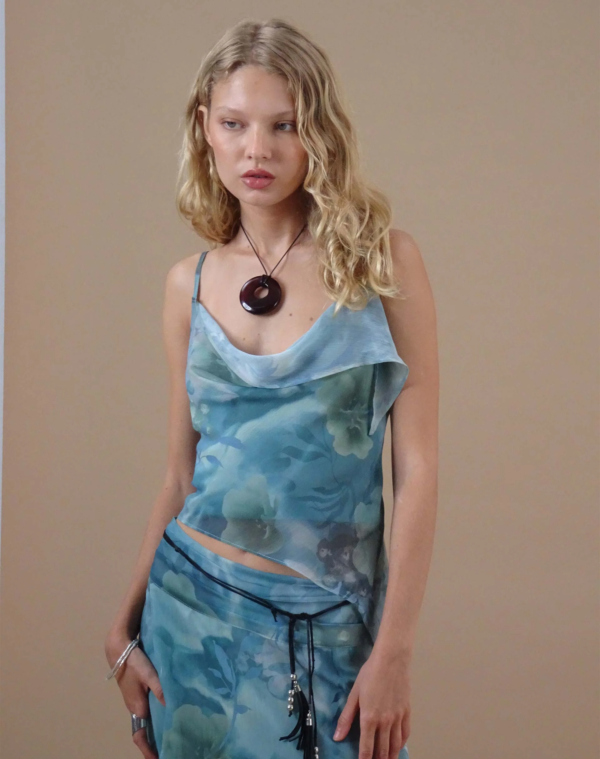 Shahira Top in Watercolour Floral Blue - Awmao
