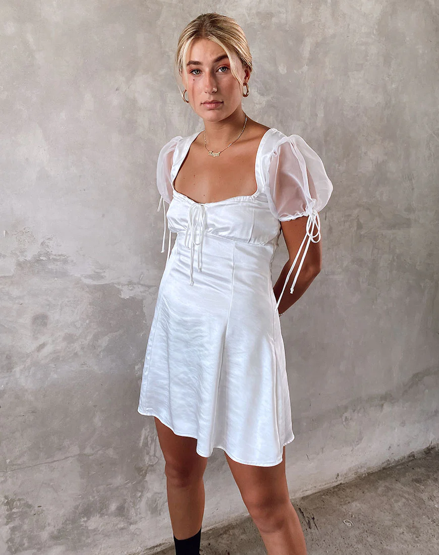Guenelle Dress in Organza Cream - Awmao