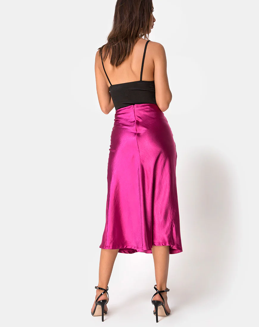 Tauri Skirt in Satin Magenta - Awmao