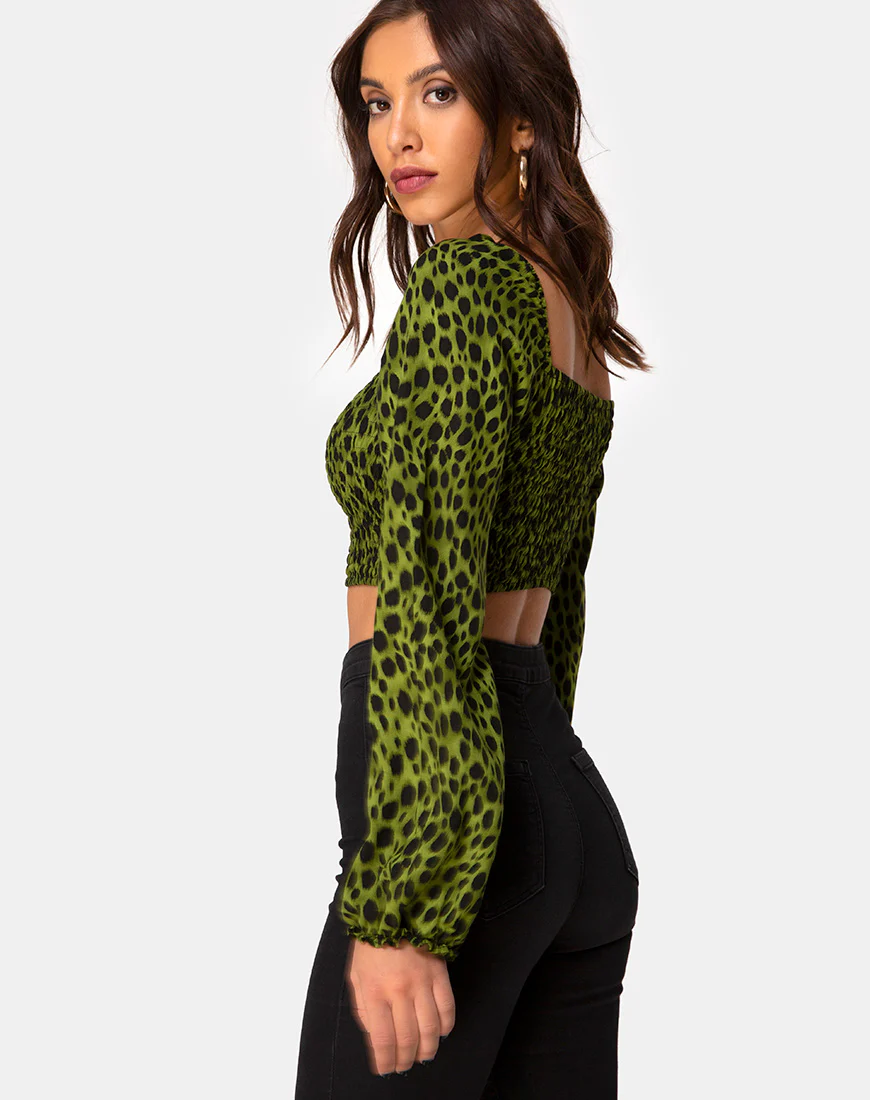 Elina Top in Cheetah Khaki - Awmao