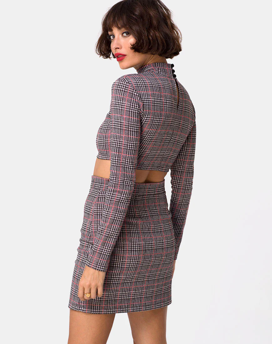 Bronti Mini Skirt in Charles Check Blush - Awmao