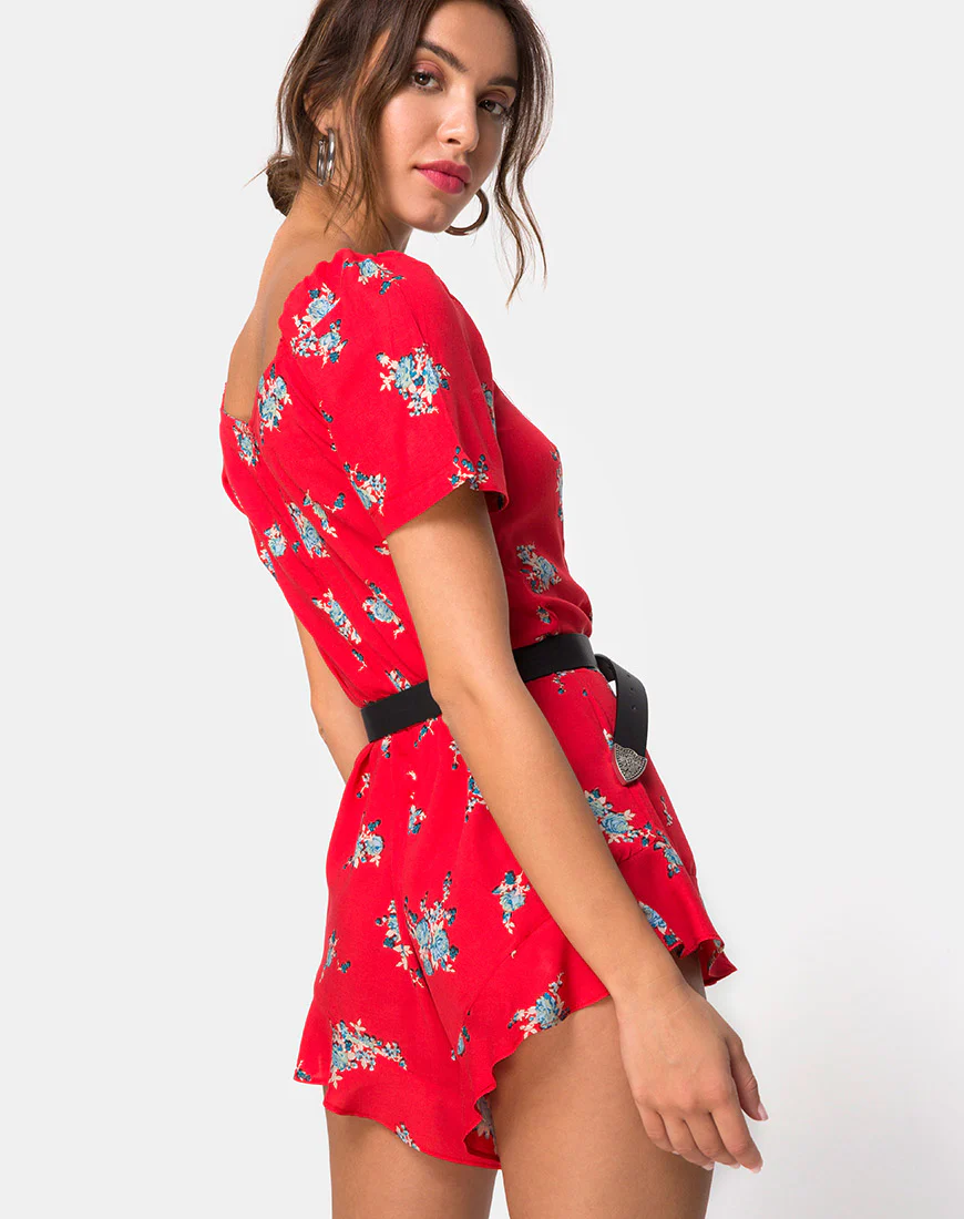 Bersho Playsuit in Soi Rose Red - Awmao