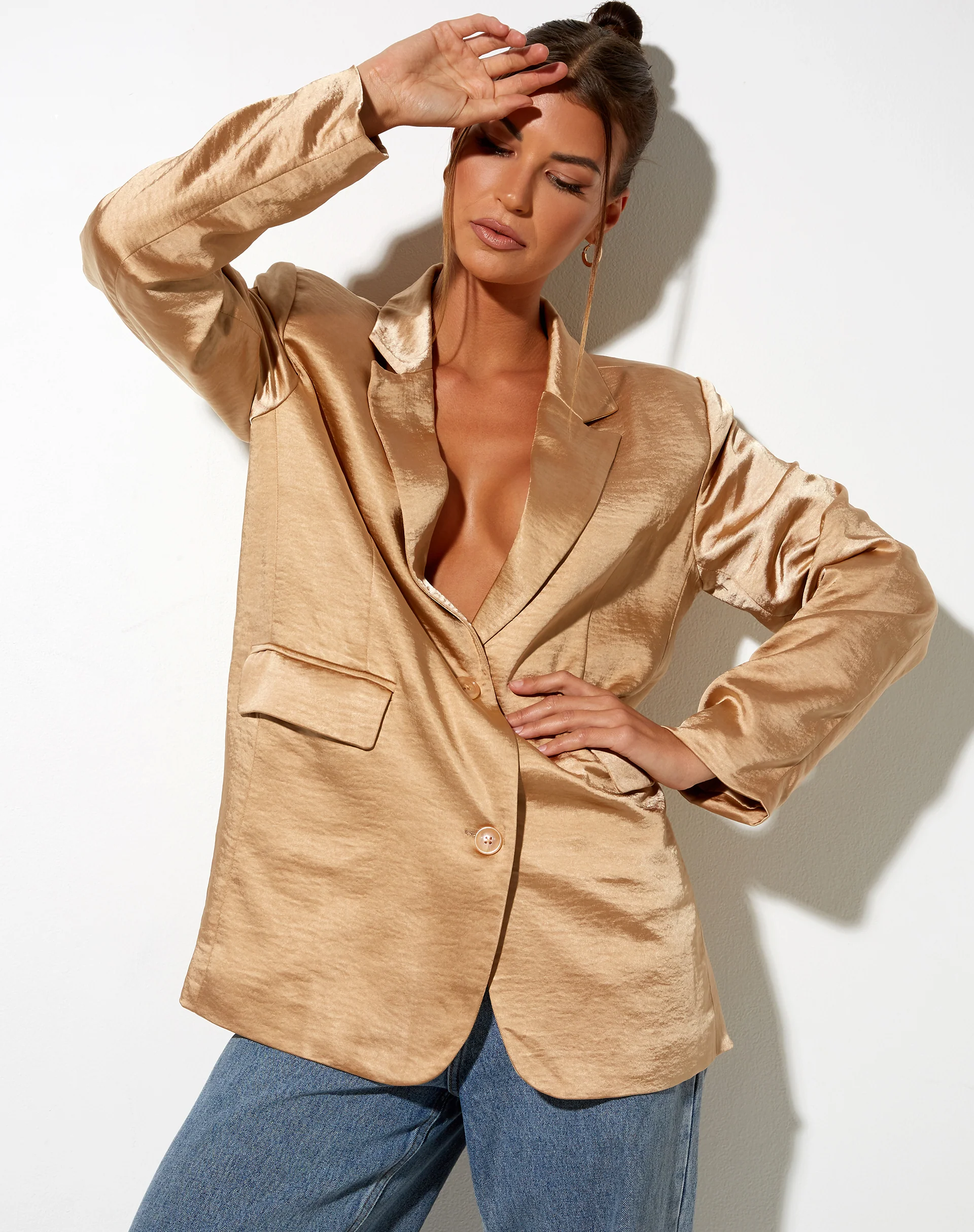 Maiwa Blazer in Satin Golden Sand - Awmao