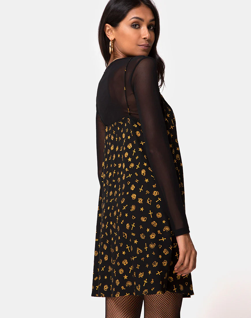 Sanna Slip Dress in Mini Astro Black - Awmao