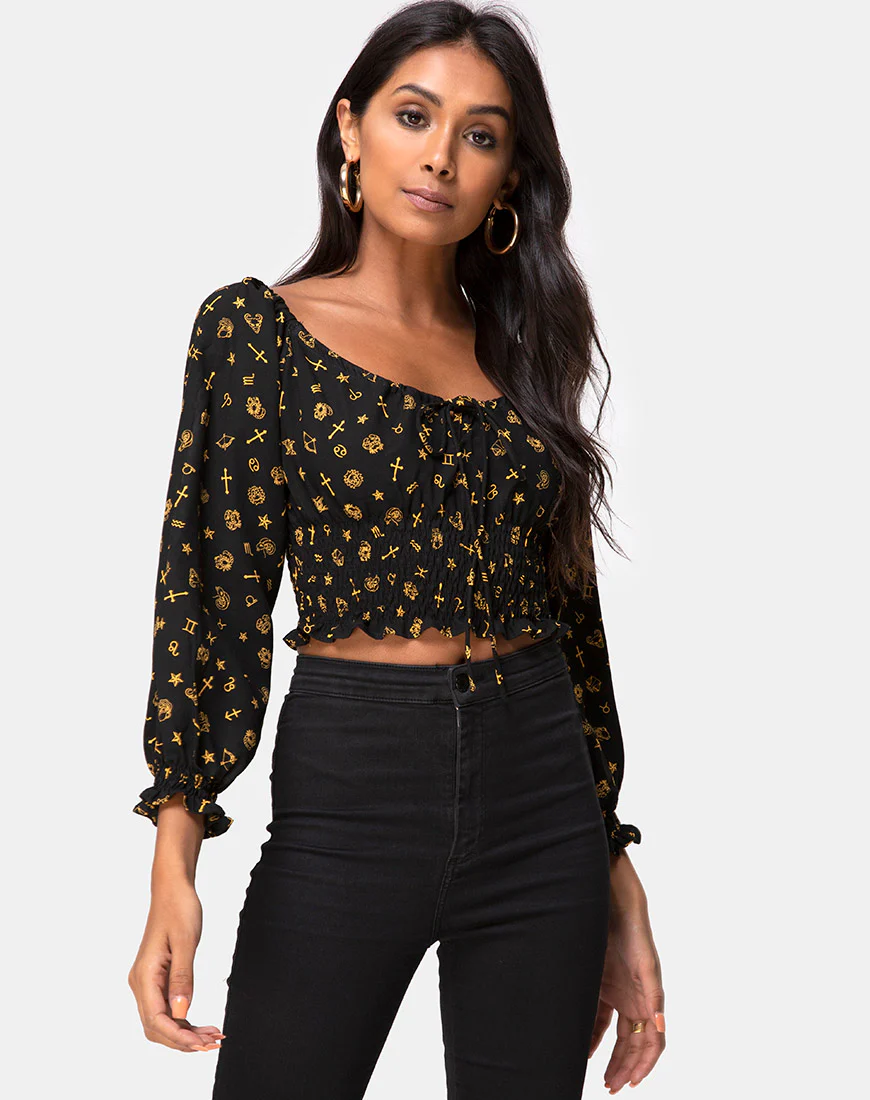 Lancer Crop Top in Mini Astro Black - Awmao