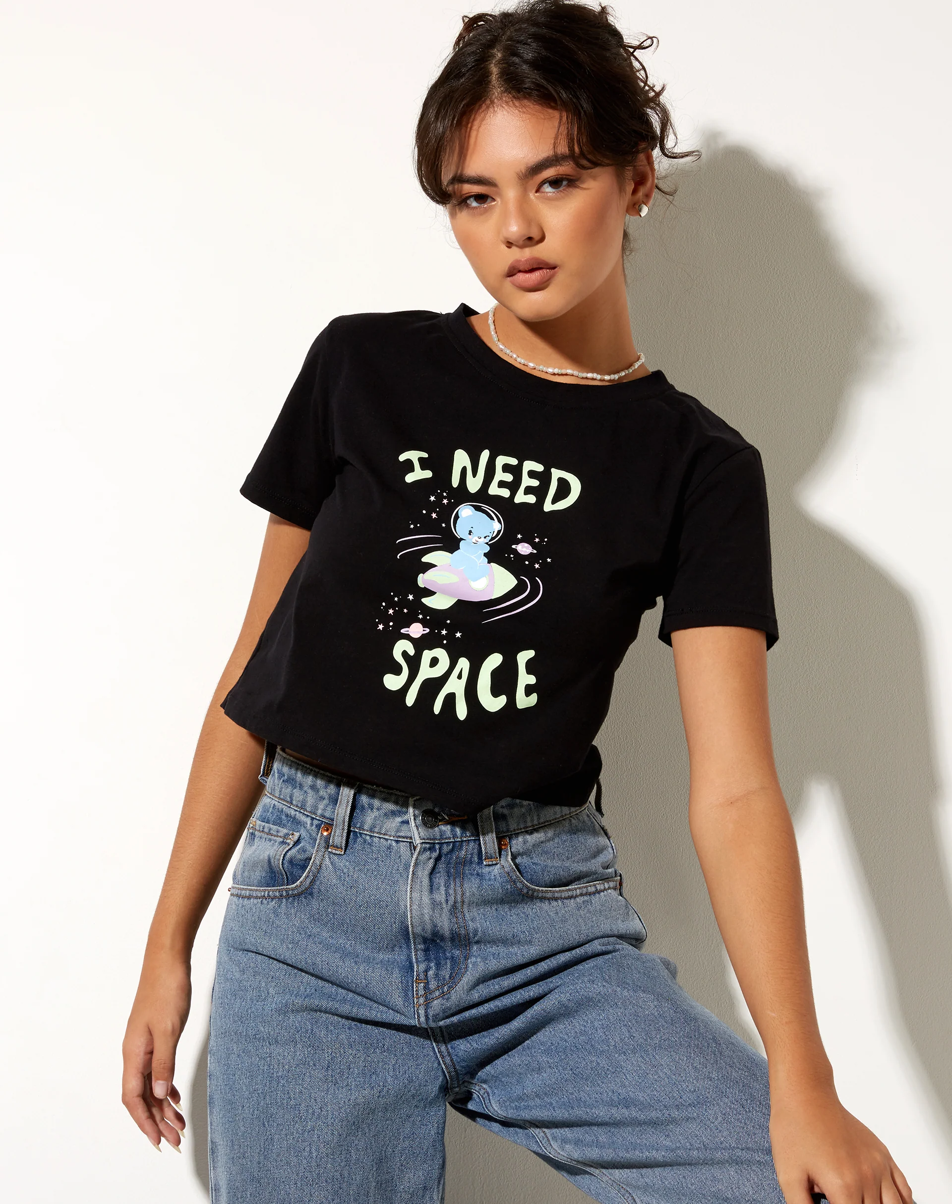 Shrunk Tee in Black I Need Space - Awmao