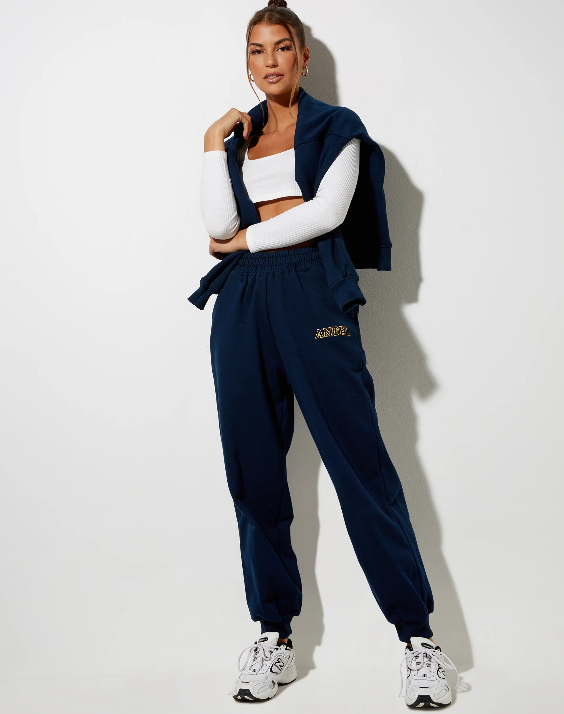 Roider Jogger in Navy 'Angel' Embro in Yellow - Awmao
