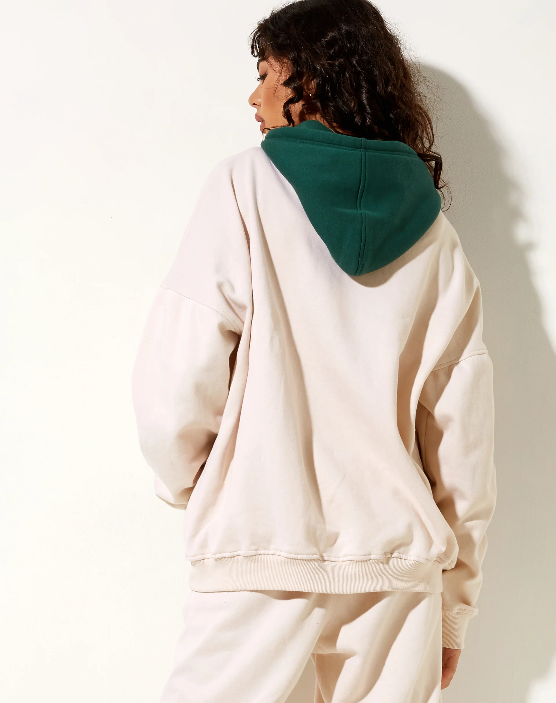 Oversize Hoodie in Forest Green Winter White M Embro - Awmao