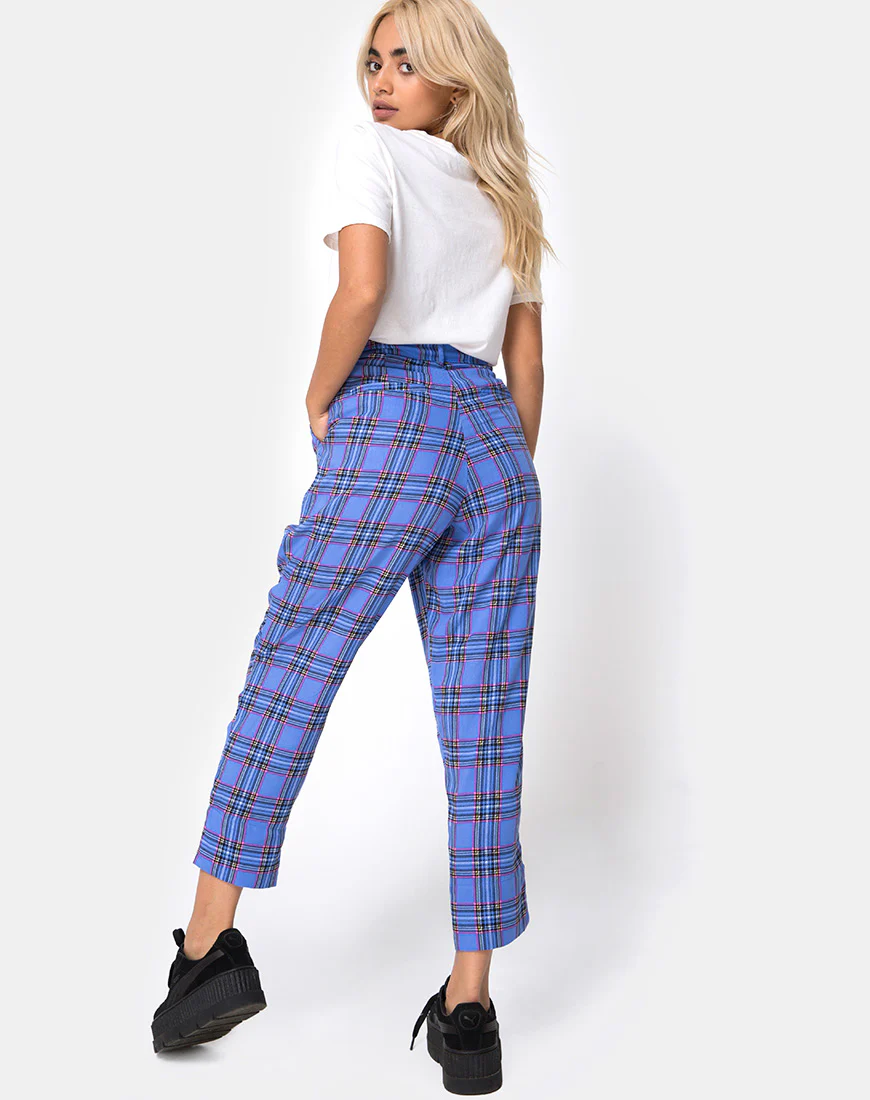Dastan Trouser in 90's Check Blue Pink - Awmao
