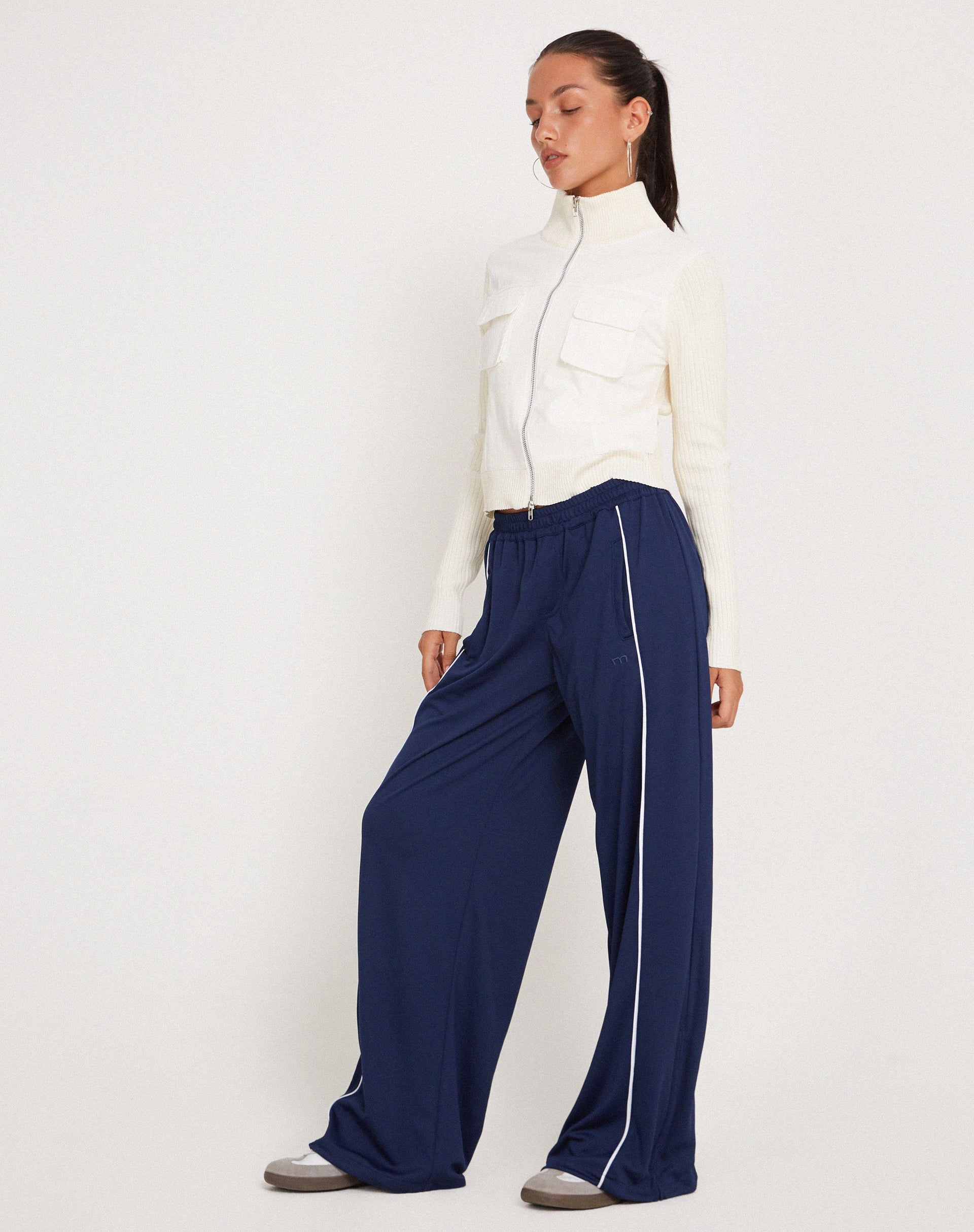 Shobi Wide Leg Jogger in Navy - Awmao