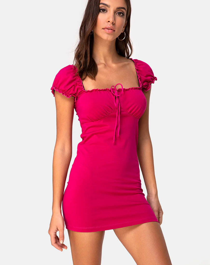 Gaina Mini Dress in Cherry Jersey - Awmao