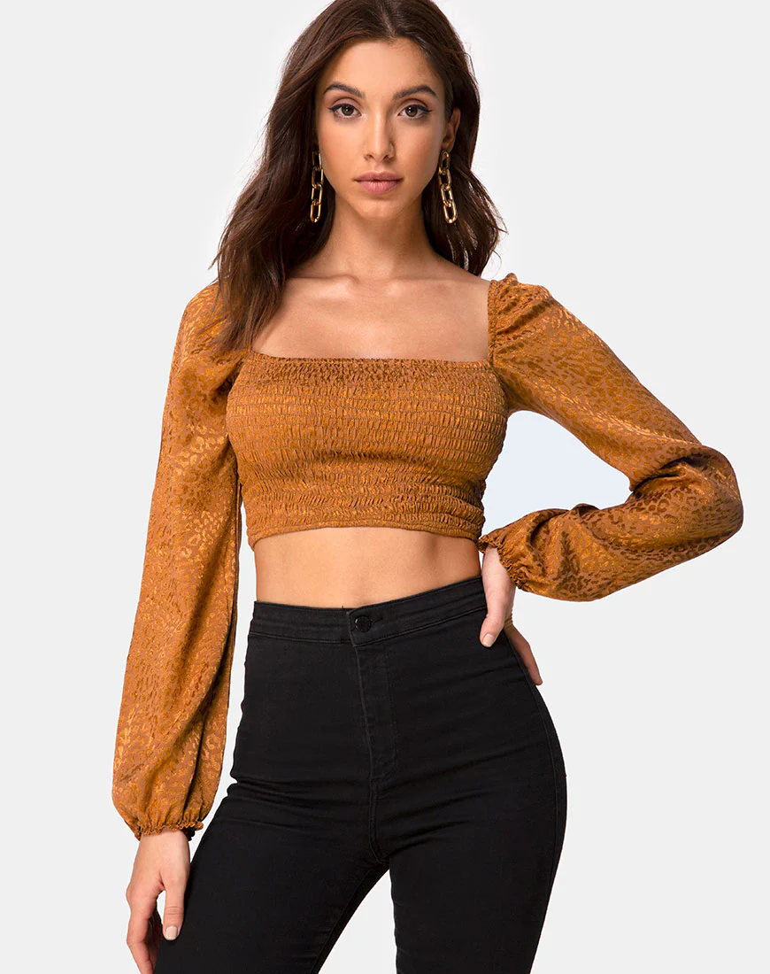 Elina Top in Satin Cheetah Gold - Awmao