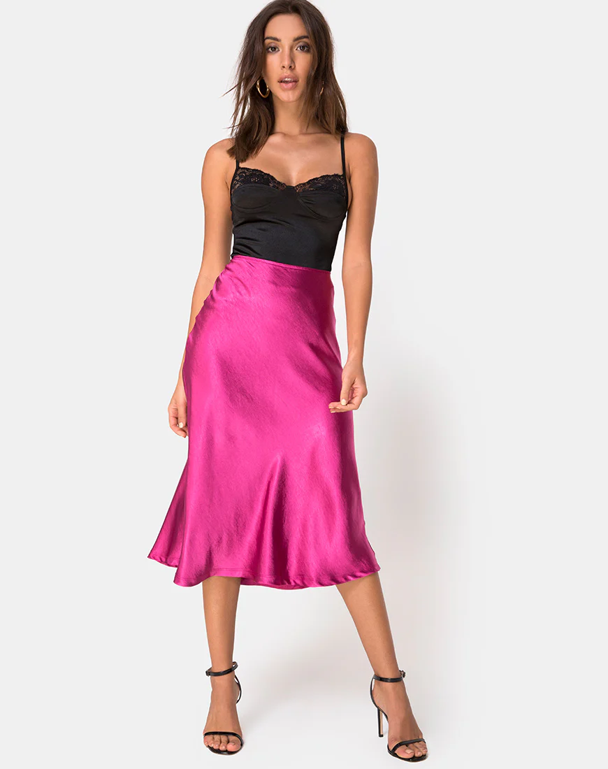 Tauri Skirt in Satin Magenta - Awmao