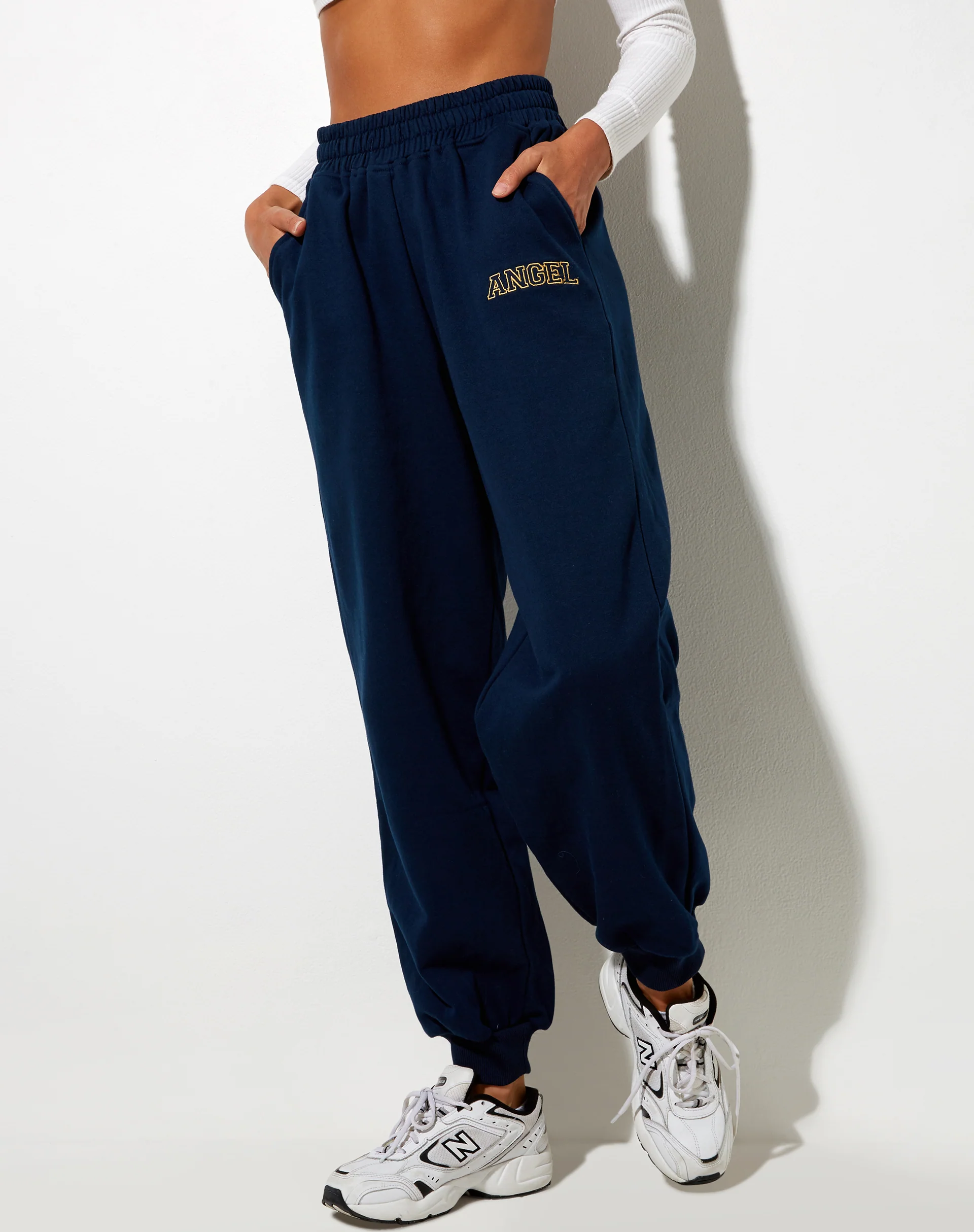 Roider Jogger in Navy 'Angel' Embro in Yellow - Awmao