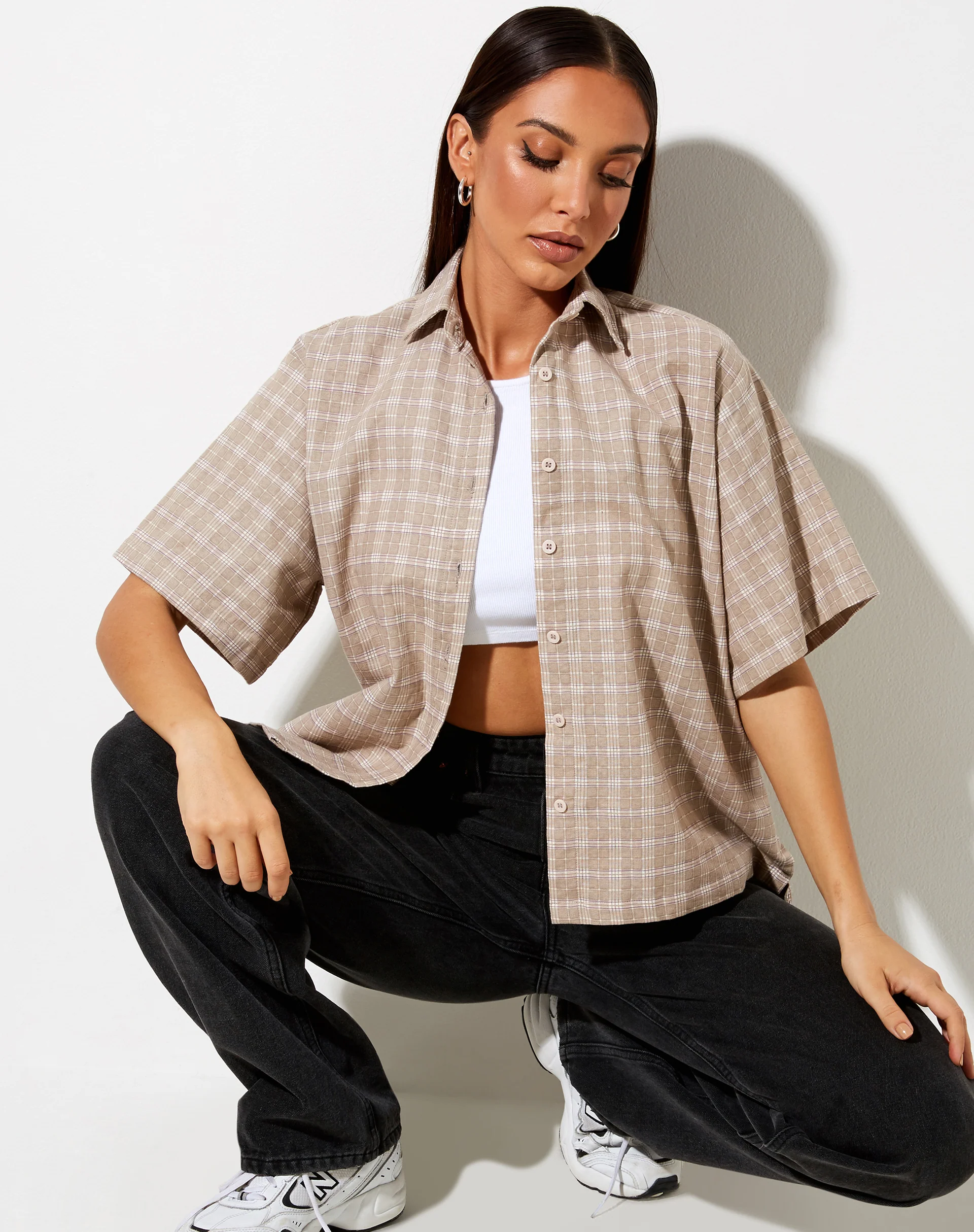 Pride Shirt in Taupe Check - Awmao