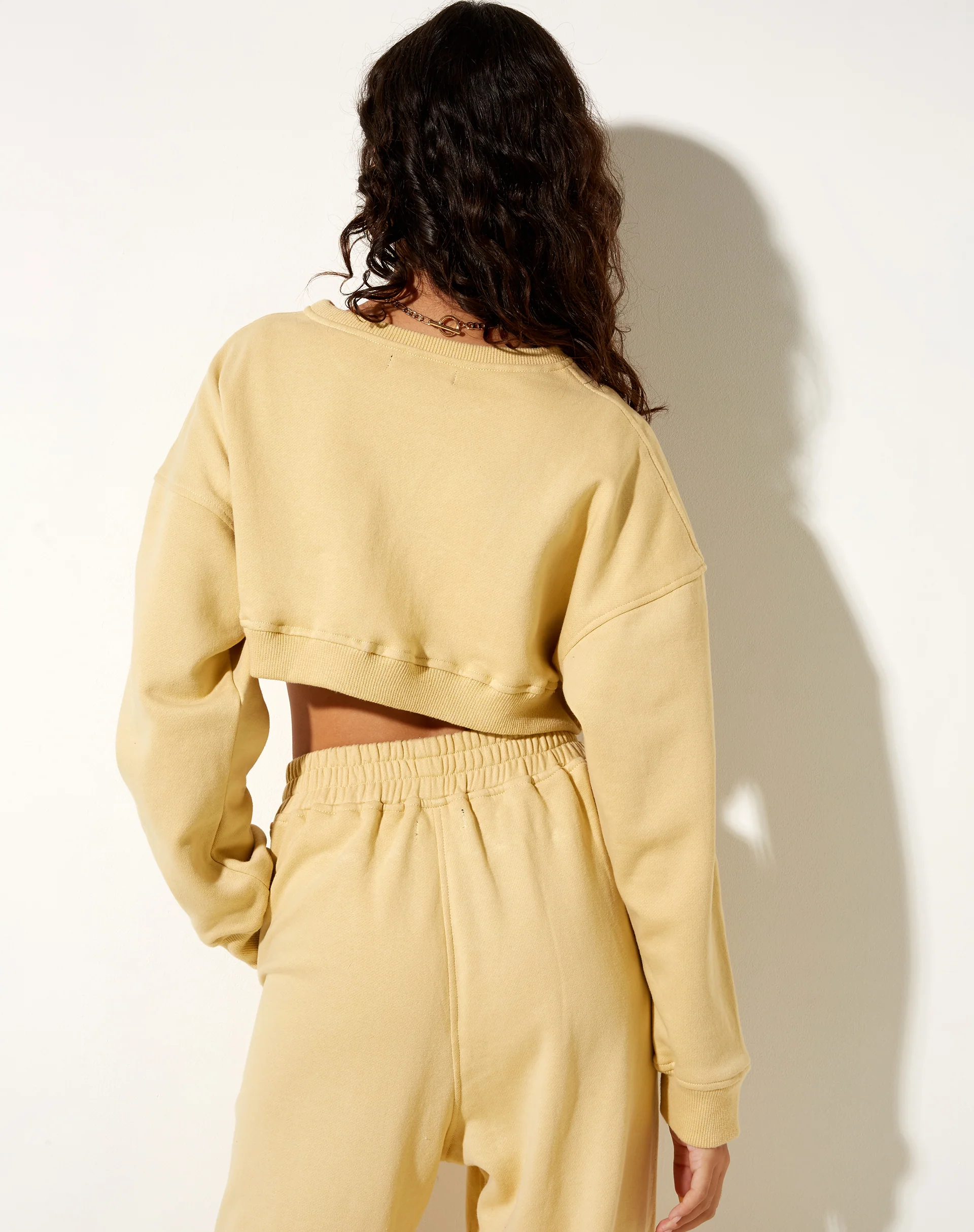 Bacel Cropped Sweatshirt in Custard M Embro - Awmao