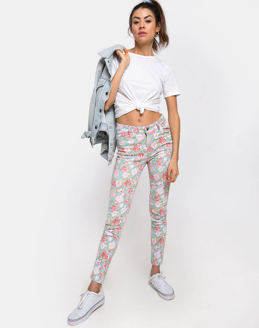 Ultimate Jean in Bloom Floral Blue Base - Awmao