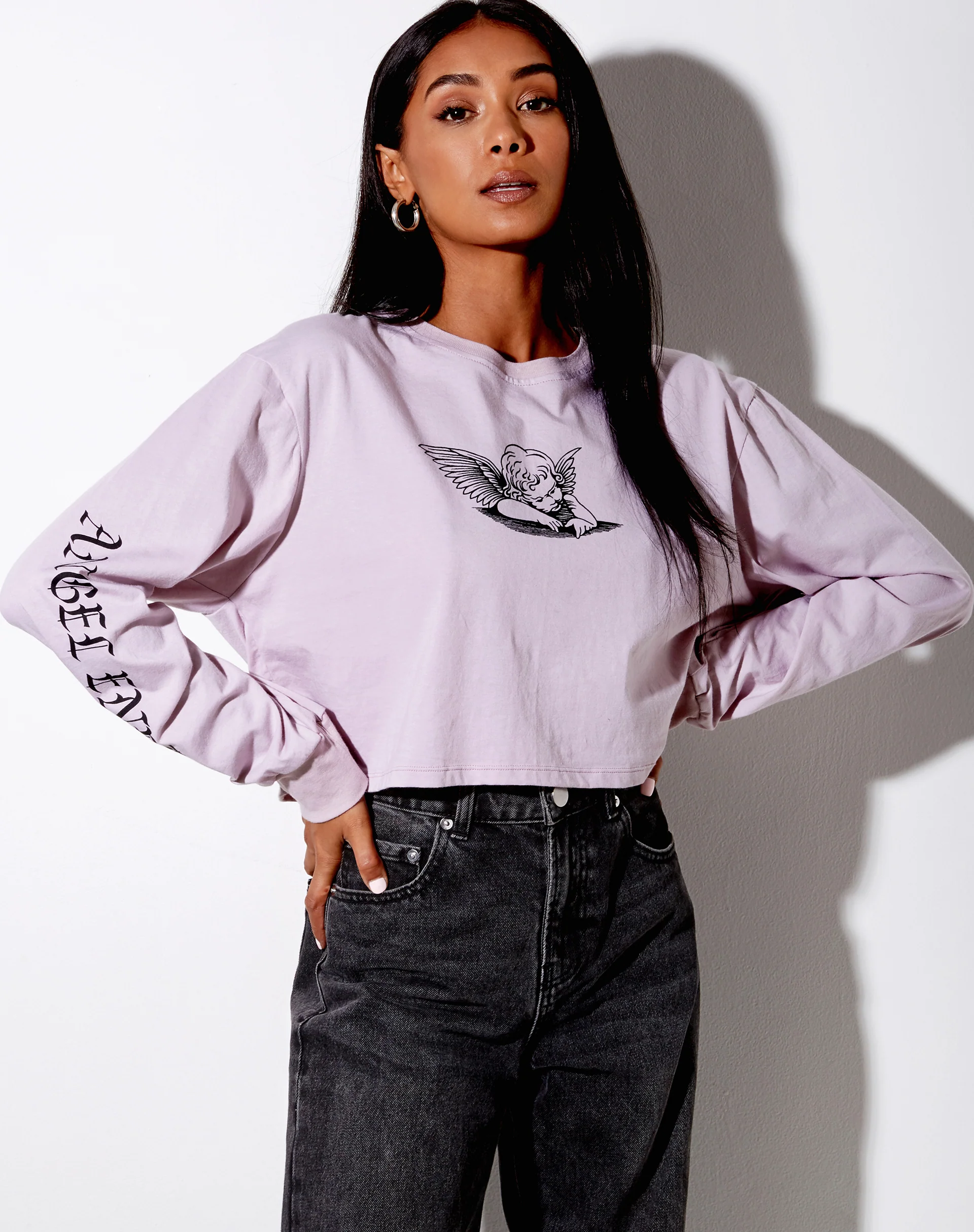 Boli Crop Tee in Violet Angelo 'Angel Energy' - Awmao