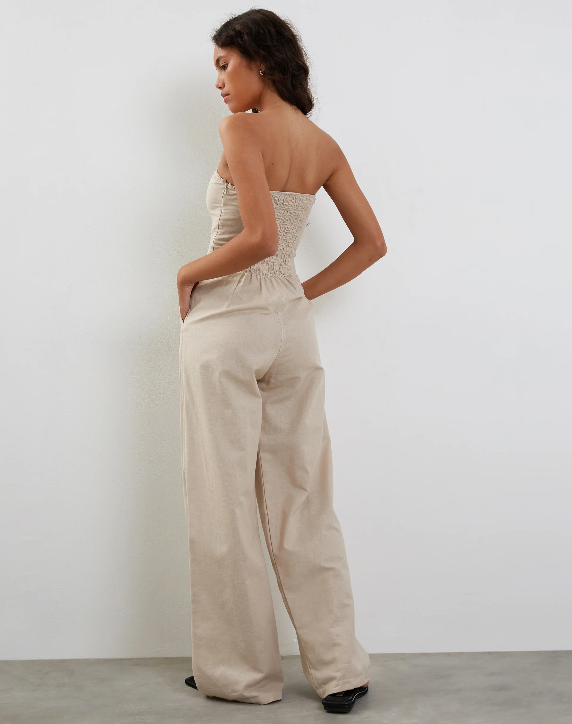 Kyaria Bandeau Jumpsuit in Ecru - Awmao