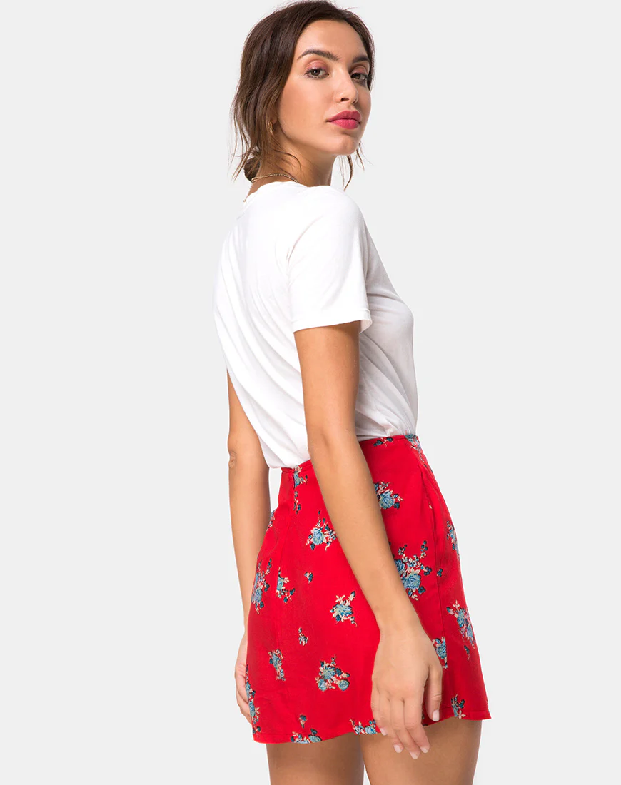 Sheny Skirt in Soi Rose Red - Awmao