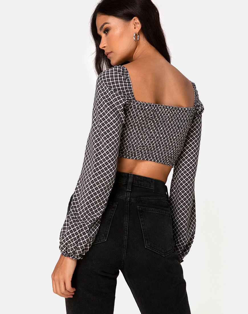 Elina Top in Check It Out Black - Awmao