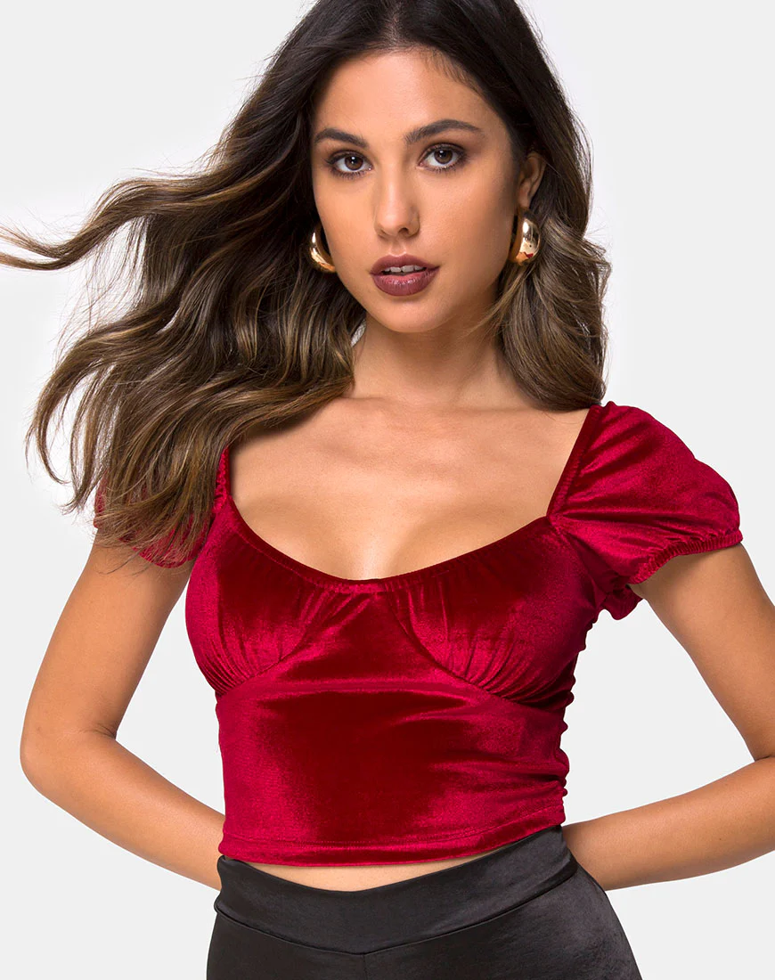 Glaty Top in Velvet Burgundy - Awmao