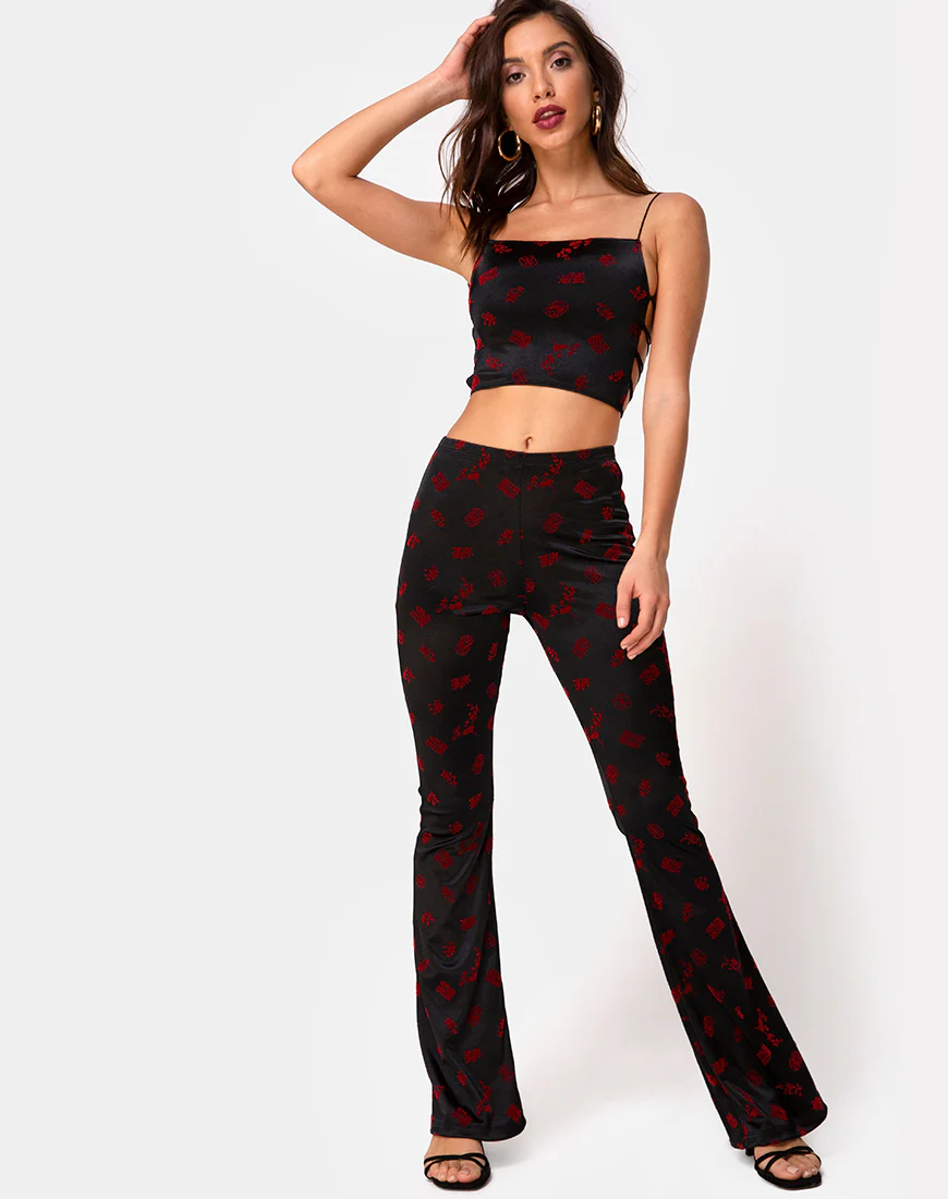 Jeva Flare Trouser in Japanesse Blossom - Awmao