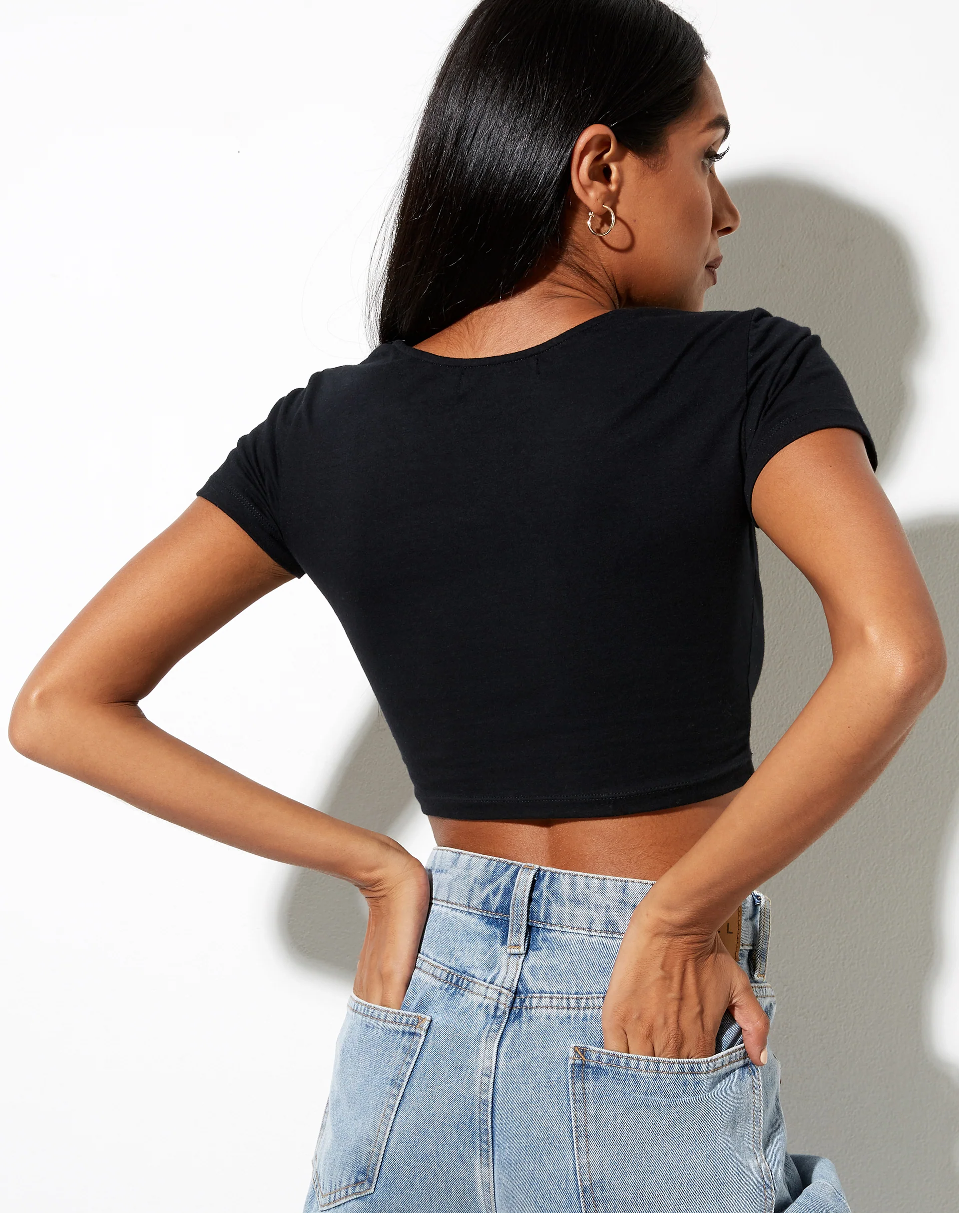 Tindy Crop in Black with Red Mushroom Embro - Awmao