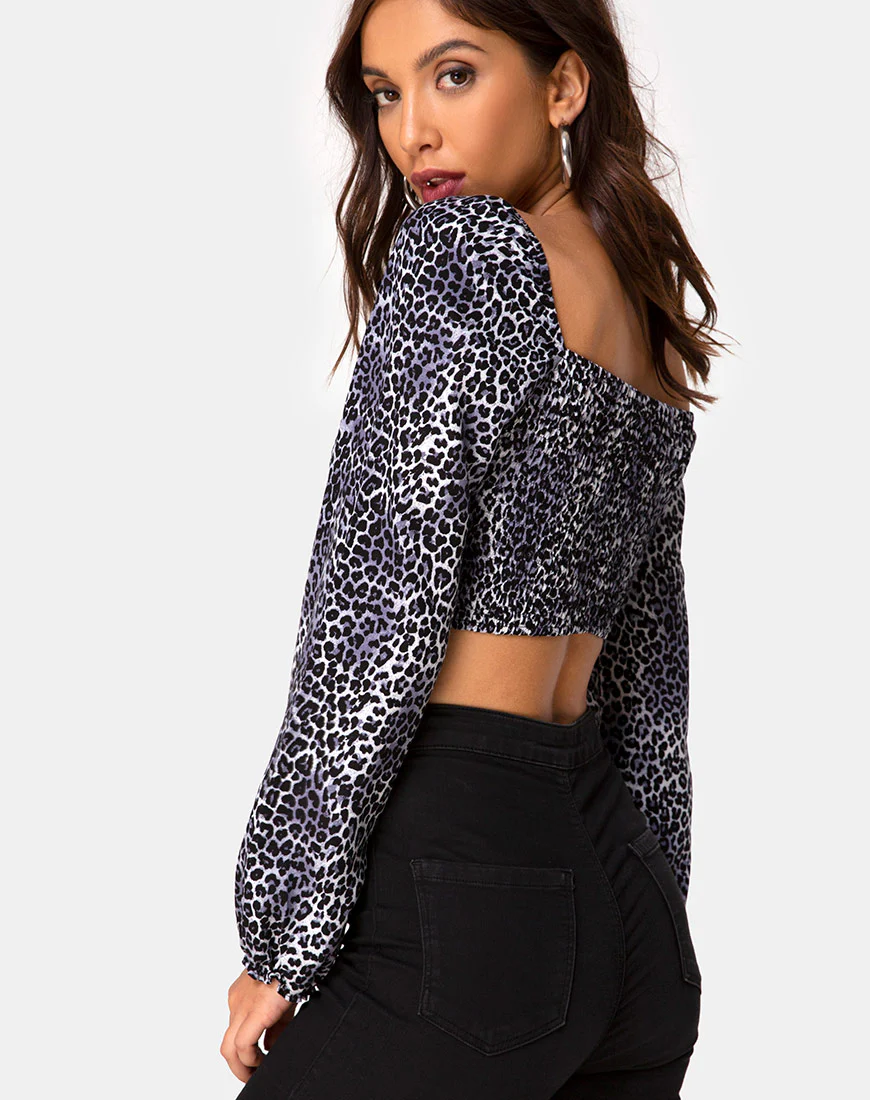 Elina Top in Rar Leopard Grey - Awmao