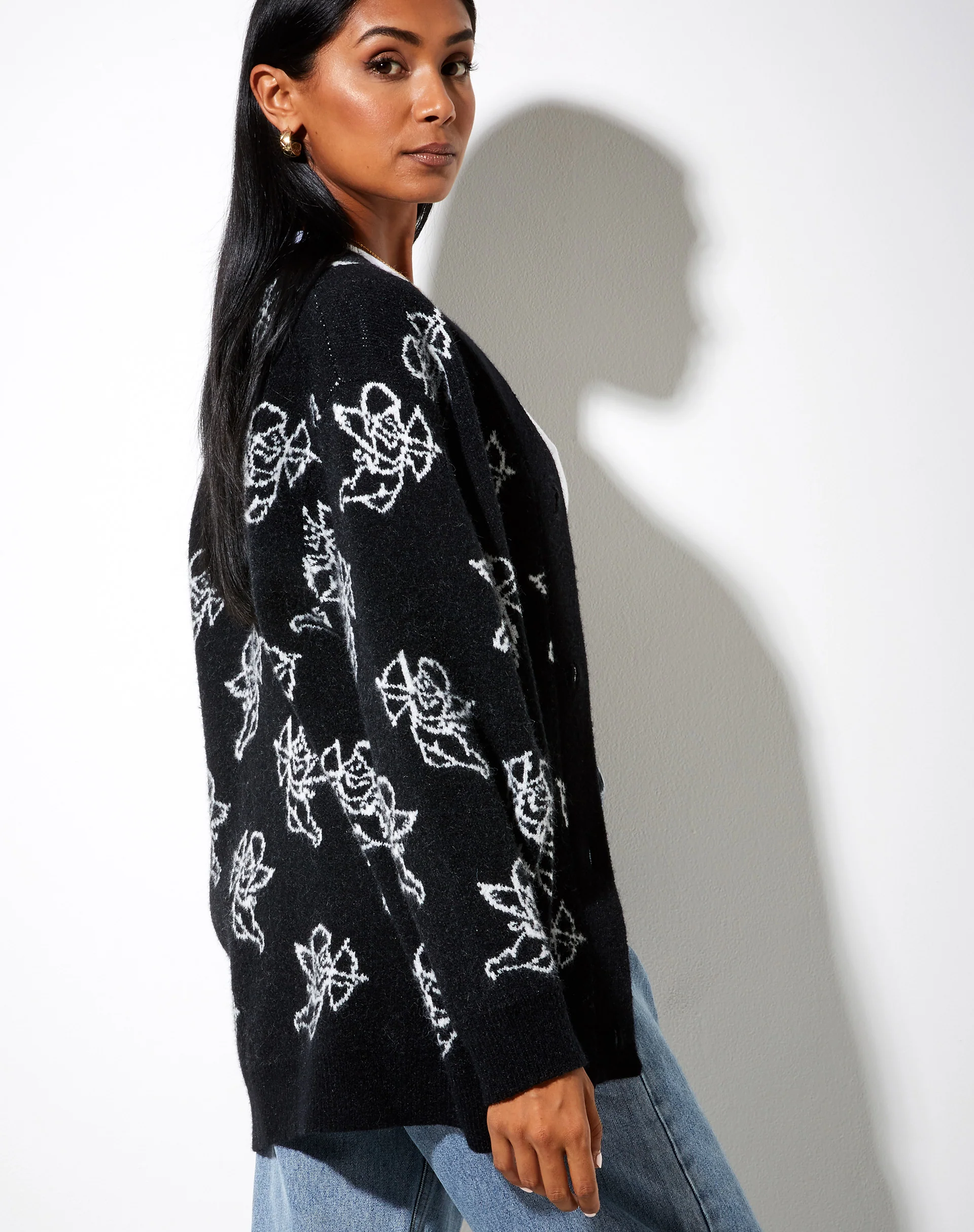 Ummi Cardigan in Cherub Black and White - Awmao