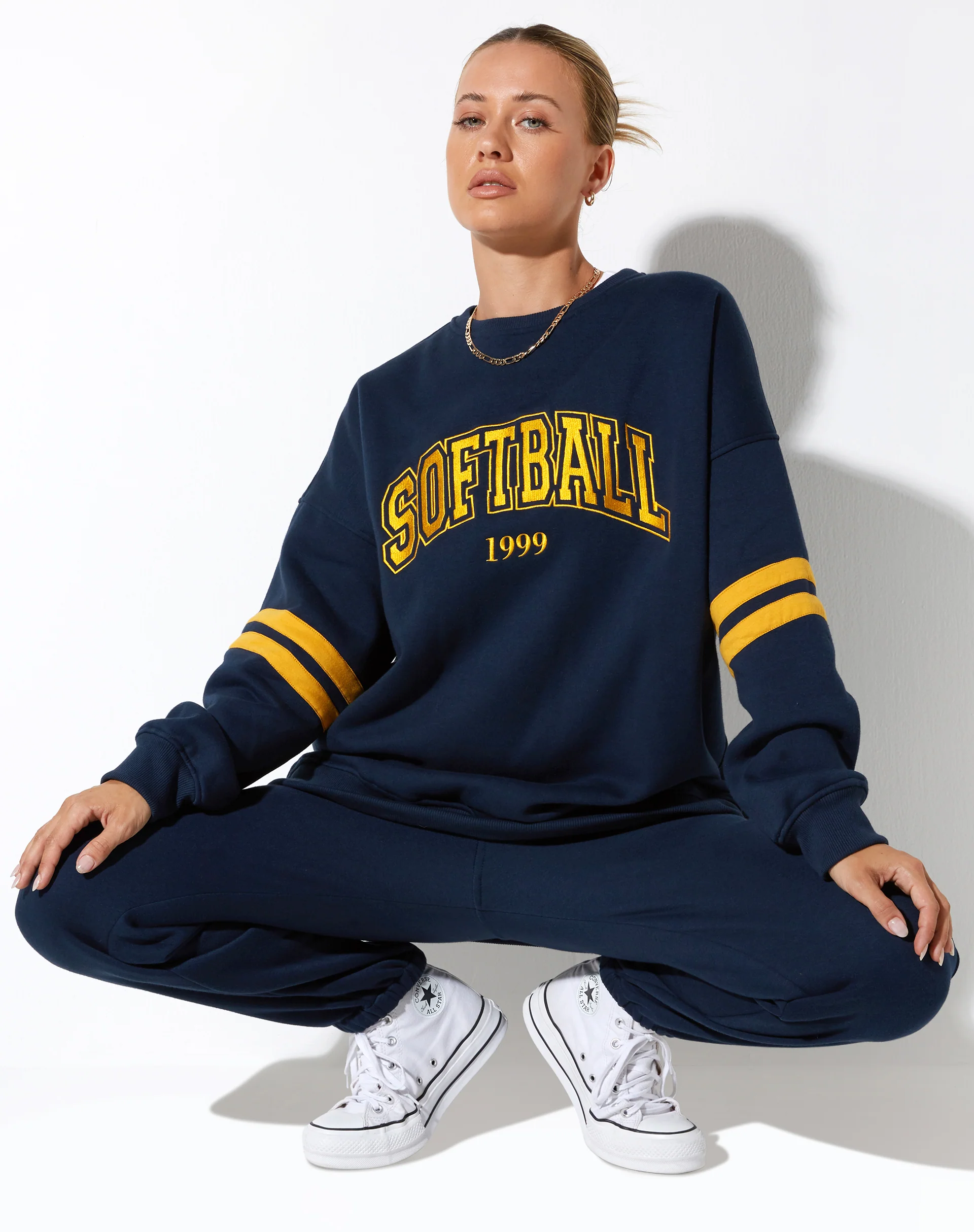 Tim Sweatshirt in Navy Citrus Stripe Football 1999 - Awmao