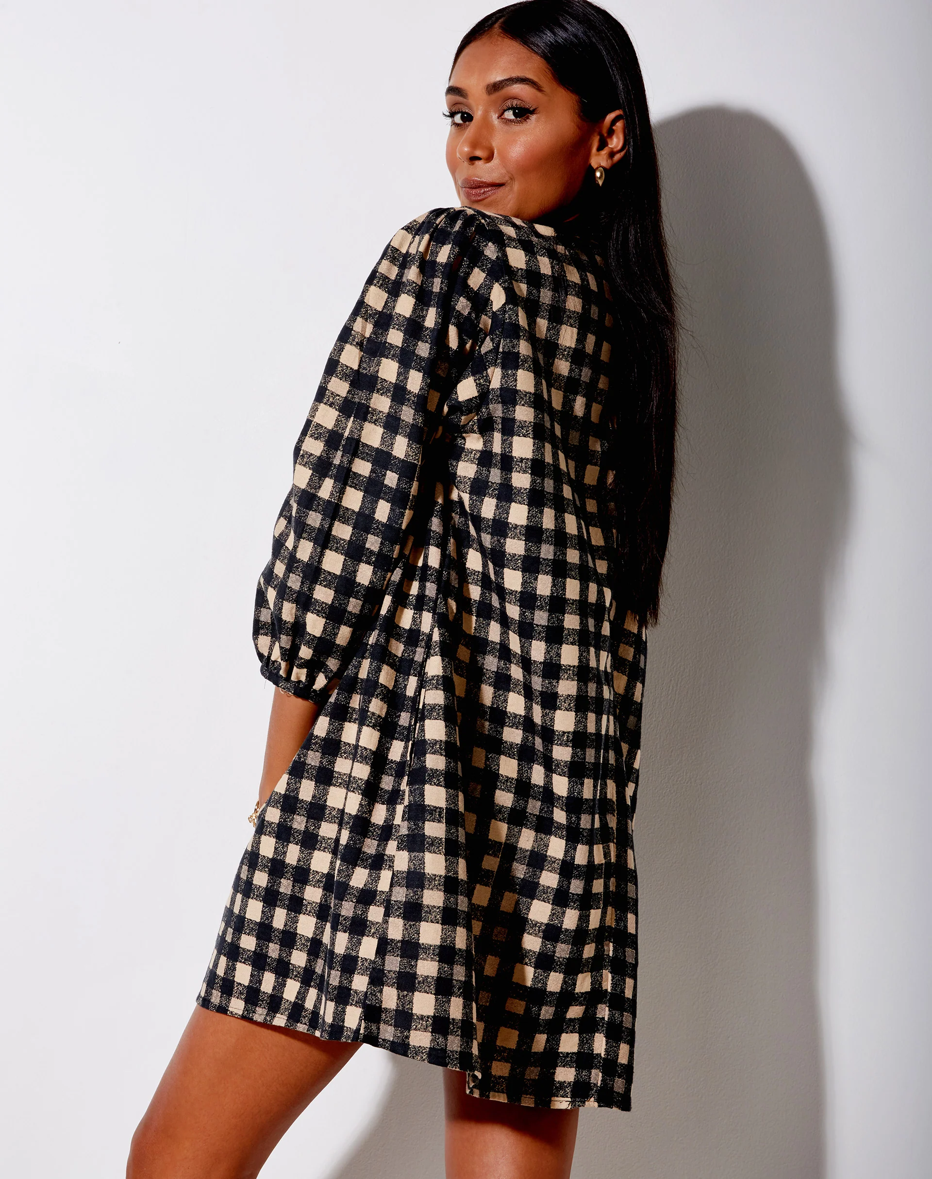 Isha Mini Dress in 90's Grunge Check - Awmao
