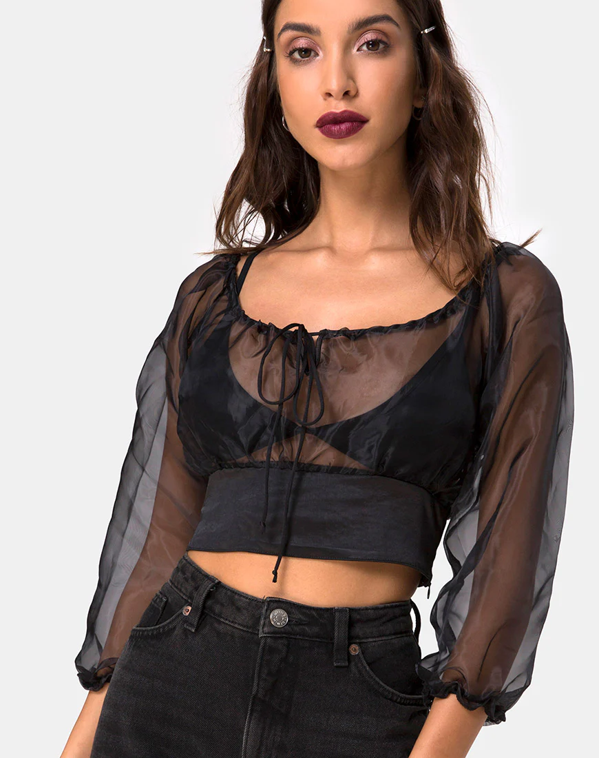 Lancelle Top in Satin Black - Awmao