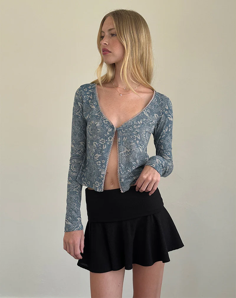 Libby Cardi in Blue Ornate Print Lycra - Awmao