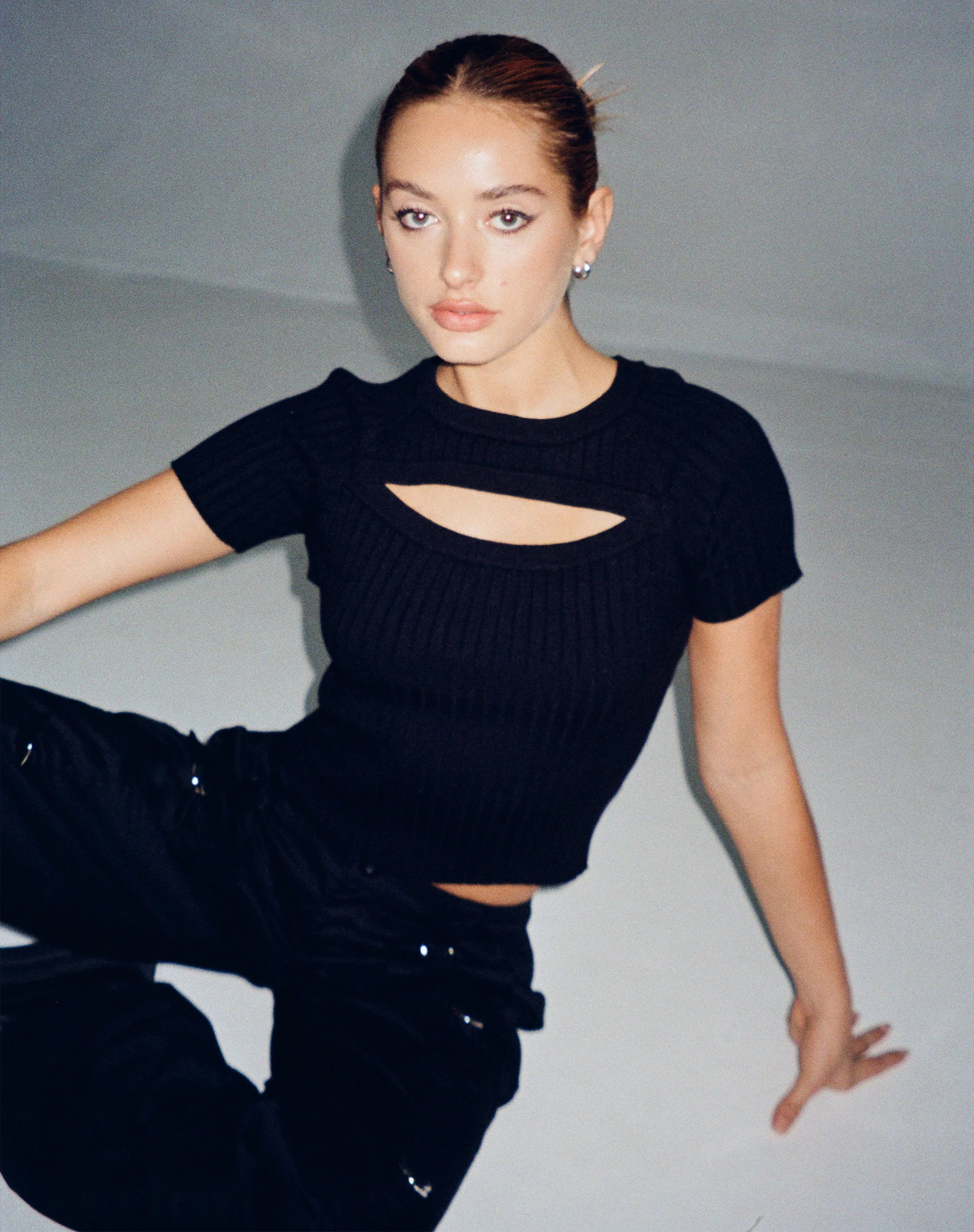 Morsche Cut Out Crop Top in Black - Awmao