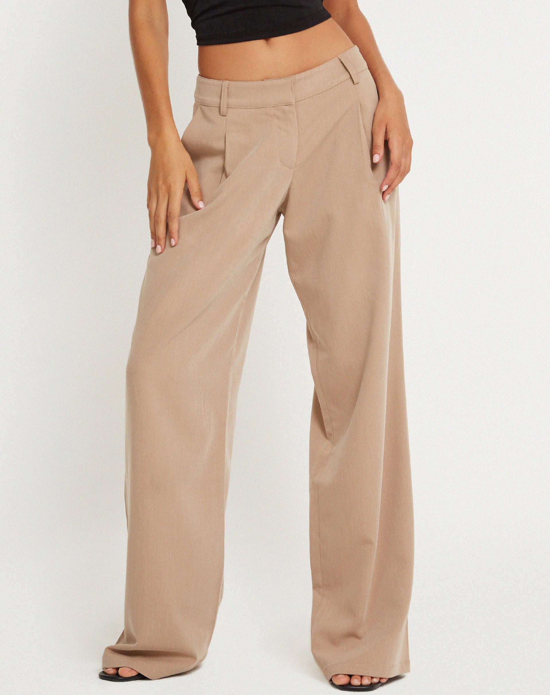Hondra Wide Leg Trouser in Beige - Awmao