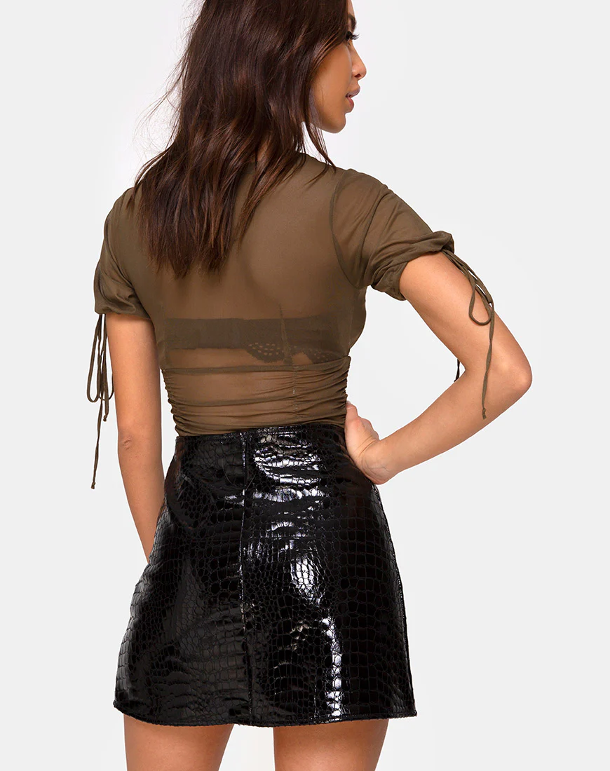 Guinevre Top in Olive Net - Awmao