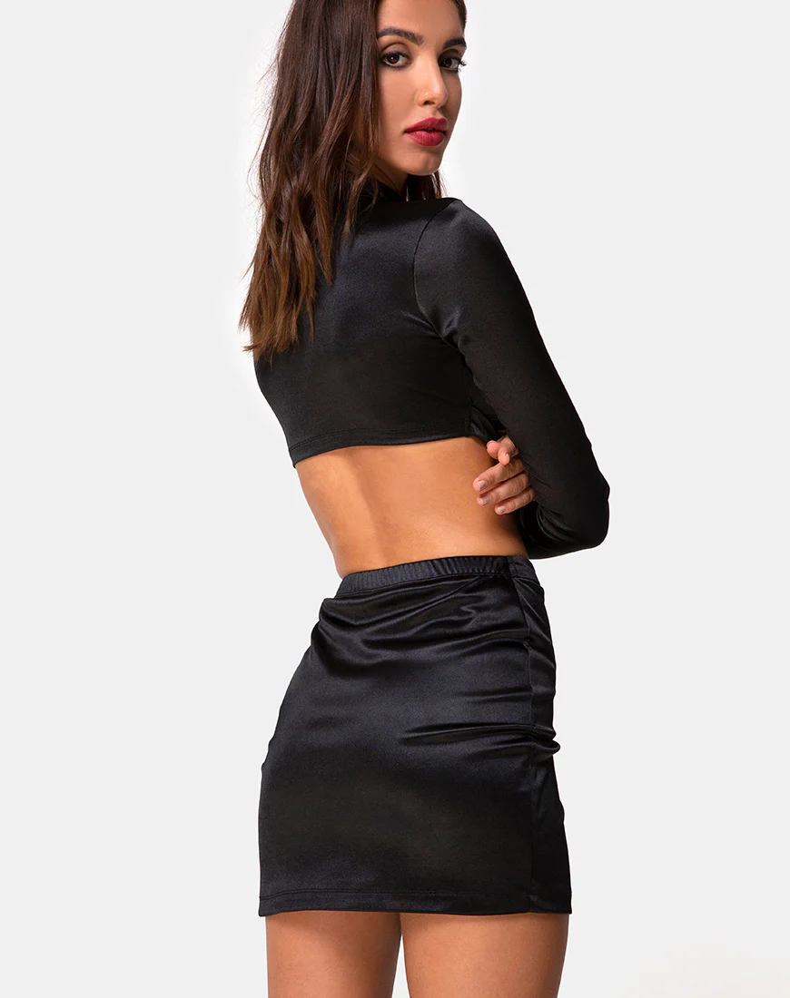 Reblit Skirt in Black - Awmao