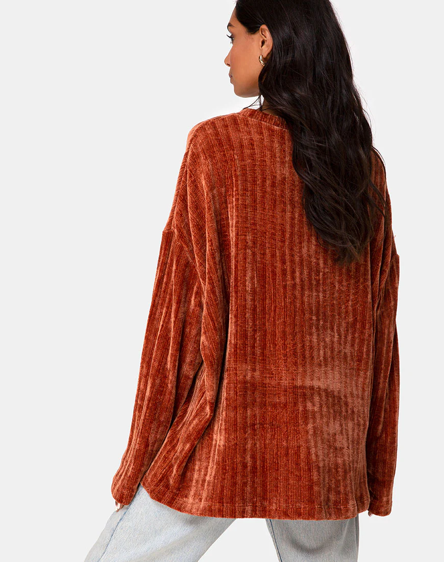Dad Jumper in Chenille Rust - Awmao