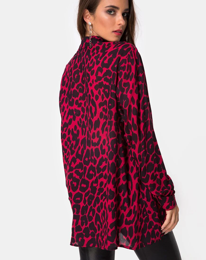 Disam Shirt in Oversize Jaguar Red - Awmao